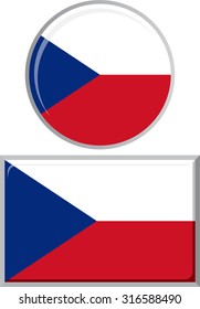 Czech round and square icon flag. Vector illustration Eps 8.