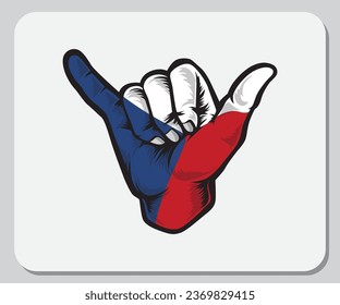 Czech Shaka Hand Good Vibes Flag
