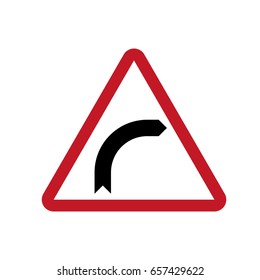 Czech sign warning about a right curve.
