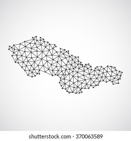 Czech Slovakia low poly map. Past federation vector map