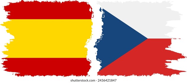 Banderas de grunge checo y español conexión, vector
