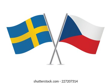 Czech and Swedish flags. Vector illustration.