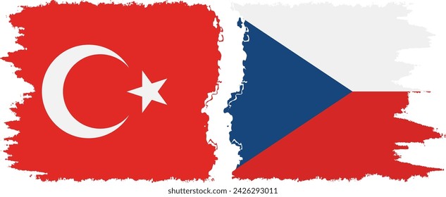 Banderas de grunge checo y turco conexión, vector