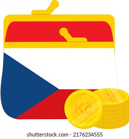 Czech vector hand drawn flag, Czech koruna,Euro 