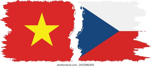 Czech and Vietnam grunge flags connection, vector