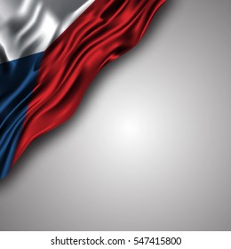 Czech waving silky flag isolated on gray background, can be used in many topic like Czech national day,  independence day and any national and international events