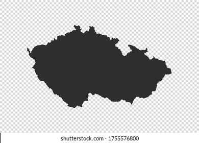 Czechia or the Czech republic  map with gray tone on   png or transparent  background,illustration,textured , Symbols of Czechia or the Czech republic,vector illustration