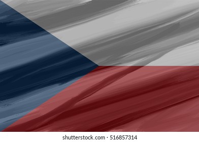 Czechia / Czech Republic painted / drawn vector flag. Vector file contains flag and texture layers. . 