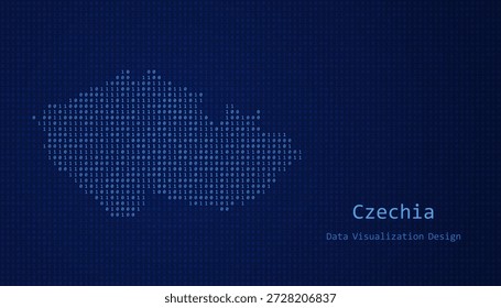 Czechia Mapa digital formado com uns e zeros para o projeto de visualização de dados