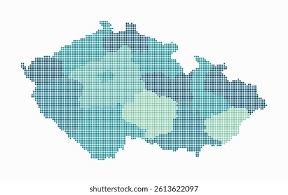 Czechia dotted map. Digital style map of the country on white background. Czechia shape with circle dots. Colored dots style. Small size circles. Amazing vector illustration.