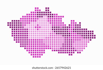 Czechia dotted map. Digital style map of the country on white background. Czechia shape with square dots. Colored dots style. Large size squares. Awesome vector illustration.
