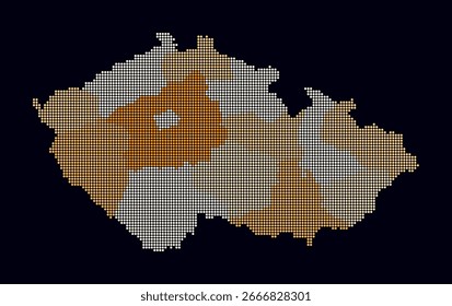 Tschechien gepunktete Karte. Digitale Landkarte auf dunklem Hintergrund. Tschechien Form mit Kreispunkten. Farbige Punkte. Kleine Kreise. Trendvektorgrafik.