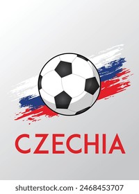 Czechia Flag with Brush Effect for Soccer Theme