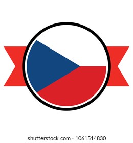 Czechia flag in glossy round button of icon. 
flag logo of Czechia emblem isolated on white background, Czechia national concept sign, Vector illustration.