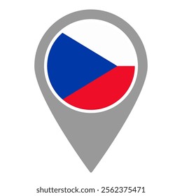 Czechia flag location pin, flag application, Flag on Location Pin, graphic design, map pointer, vector illustration.