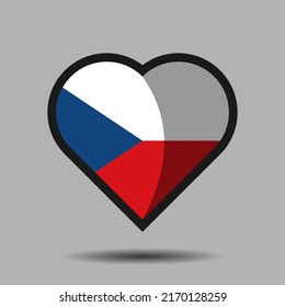 Czechia flag. Official national flag element on heart shape vector. World flag symbol and icon. Vector eps 10.