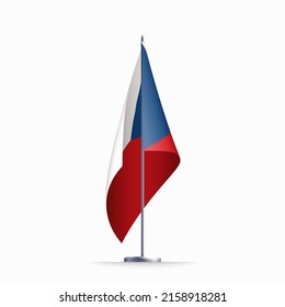 Czechia flag state symbol isolated on background national banner. Greeting card National Independence Day of the Czech Republic. Illustration banner with realistic state flag.