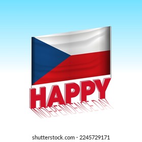 Día de la Independencia de Checia. Simple bandera checa y cartel en el cielo. 3 quinquies plantilla de letras. Mensaje de diseño de día especial listo.