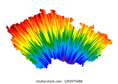Czechia - map is designed rainbow abstract colorful pattern, Czech Republic map made of color explosion,