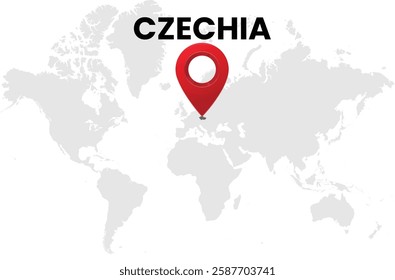 Czechia map on transparent background. Czechia map with country highlighted with location symbol. Vector illustration of Czechia map with pin location.