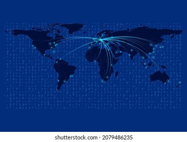 Czechia map for technology or innovation or export concepts. Connections of the country to major cities around the world. File is suitable for digital editing and prints of all sizes.