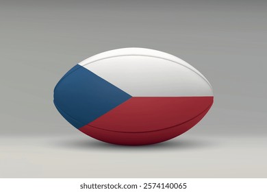 Czechia rugby ball featuring the national flag design on a gray background