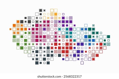 Czechia, shape of the country built of colored cells. Digital style map of the Czechia on white background. Large size square blocks. Classy vector illustration.