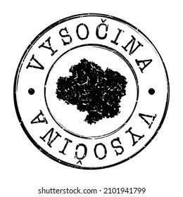 Vysočina, Czechia Silhouette Postal Passport. Stamp Round Vector Icon Map. Design Travel Postmark. 