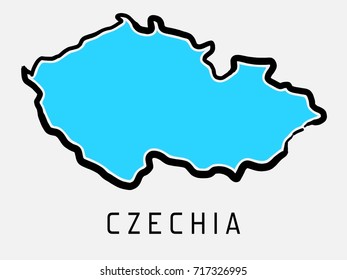 Czechia simple map outline - simplified country shape map vector.