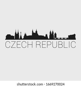 Czechia Skyline Silhouette City. Design Vector. Famous Monuments Tourism Travel. Buildings Tour Landmark.