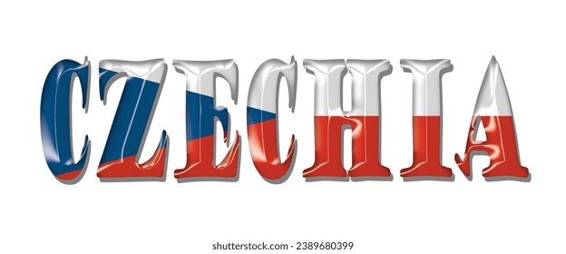 CZECHIA USA flag text font, 3D CZECHIA flag colorful background, CZECHIA flag vector illustration