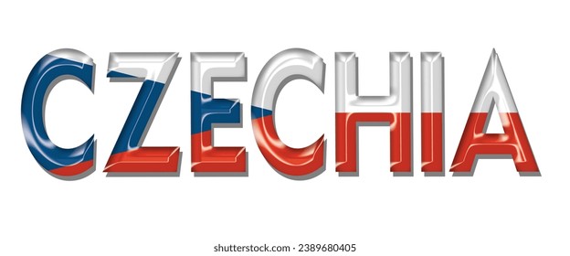 CZECHIA USA flag text font, 3D CZECHIA flag colorful background, CZECHIA flag vector illustration