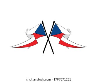 Bandera de Checoslovaquia sobre fondo blanco en ilustración vectorial