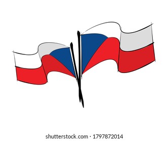 Czechoslovakia flag on white background in vector illustration
