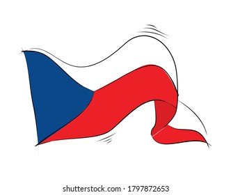 Bandera de Checoslovaquia sobre fondo blanco en ilustración vectorial