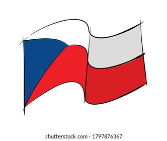 Bandera de Checoslovaquia sobre fondo blanco en ilustración vectorial