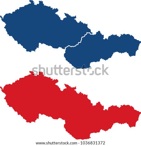 Czechoslovakia map (blank and border separated) Сток-фото © 