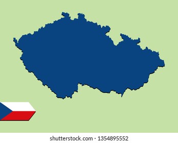 Czechoslovakia map with national flag 