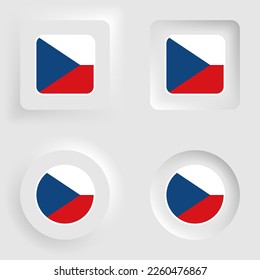 Juego de etiquetas y gráficos neumórficos de la República Checa. Elemento de impacto para el uso que desea hacer de él.