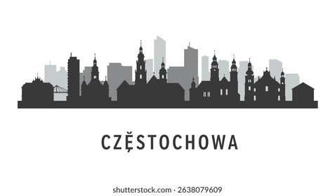Czstochowa Skyline Poland Cityscape Silhouette.