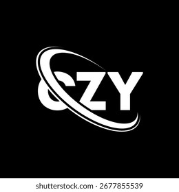 Logo CZY. Carta CZY. CZY letra logotipo design. Iniciais do logotipo C ZY ligadas com o logotipo do monograma em círculo e maiúsculo. Tipografia CZY para marca de tecnologia, negócios e imóveis.