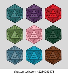 d 20 icosahedron dice vector illustration mtg rpg