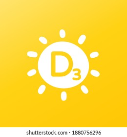 d 3 vitamin icon with sun