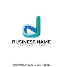 d abstact typography gradient 3d vector logo design