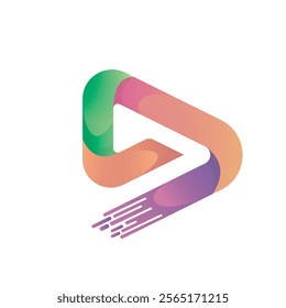 D abstract gradient letter logo