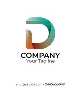 D abstract gradient typography 3d letter logo design