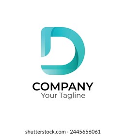 D abstract gradient typography 3d letter logo design