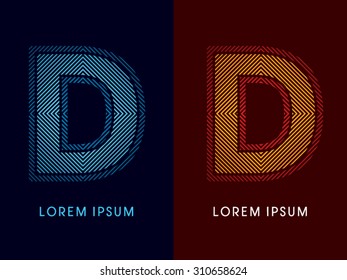 D ,abstract luxury font, Designed using cool and hot colors, line square, geometric shape, graphic vector.