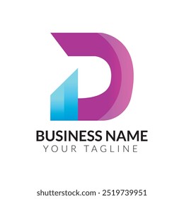 D abstract modern minimalist typography 3d colorful letter logo design template