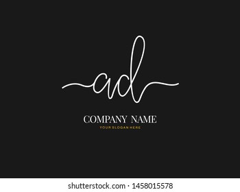 A D AD Initial handwriting logo design with circle. Beautiful design handwritten logo for fashion, team, wedding, luxury logo.